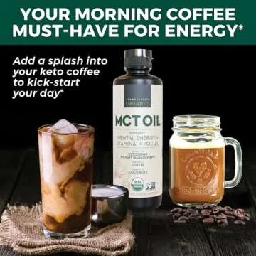 Viva Naturals Organic MCT Oil 16 fl oz - Best MCT Oil Organic for Coffee, MCT Coconut Oil Supports Energy & Mental Clarity, USDA Organic, Non-GMO, Paleo & Keto Certified, MCT Wellness