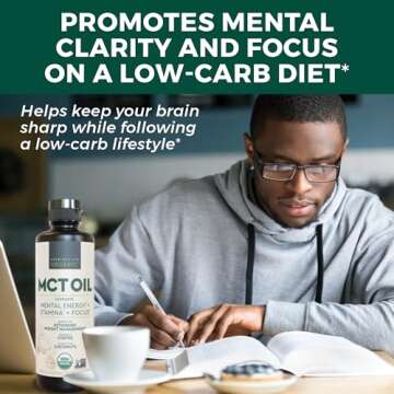 Viva Naturals Organic MCT Oil 16 fl oz - Best MCT Oil Organic for Coffee, MCT Coconut Oil Supports Energy & Mental Clarity, USDA Organic, Non-GMO, Paleo & Keto Certified, MCT Wellness