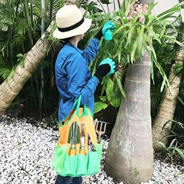 Garden Tool Set | Garden Tools Organizer Tote | Gardening Gloves Included Great Garden Tools for Woman and Men | 9 Piece Garden Accessories Tool Organizer Kit | Gardening Gifts | Gardeners Supply
