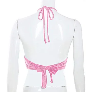 Chic Women Halter Backless Crop Top - Comfortable & Stylish