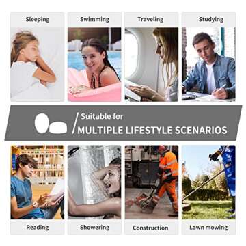 LYSIAN Silicone Moldable Sleep Earplugs Noise Reduction 27dB SNR, 5 Pairs - Noice Cancelling Ear Plugs for Swimming, Sleeping, Snoring (Transparent Color)