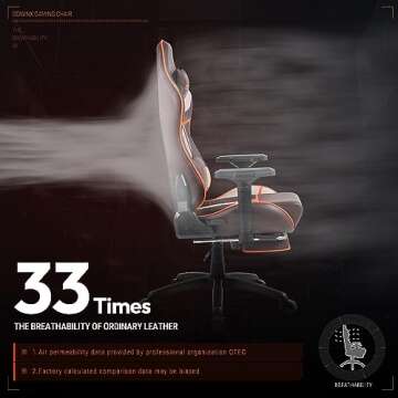 Dowinx Gaming Chair High Back Computer Chair with Footrest, Breathable Quilted PU Leather Gamer Chair with Customized 4D Armrests, Ergonomic Game Chair with Massage(Brown)