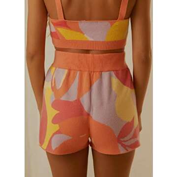 Argeousgor Women Knit Print 2 Piece Shorts Sets Sleeveless Crop Cami High Waist Stretchy Shorts Outfits Y2k Trendy Streetwear