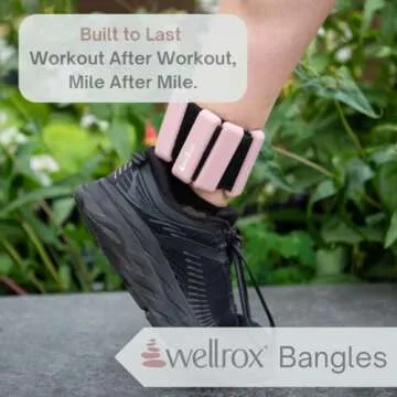 Wellrox Weighted Bangles – Adjustable Ankle and Wrist Weights for Women & Men – Set of 2 Ankle Weights for Versatile Use on Legs, Arms, and Wrists (1lb Each)