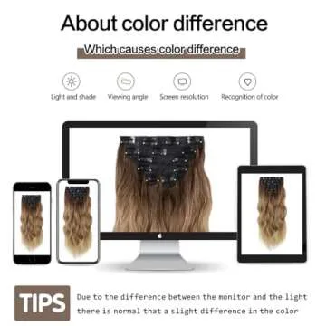 WECAN Clip in Hair Extension 24 Inch Omber Blonde 6PCS Long Wavy Curly Hairpieces for Women Natural Thick Synthetic Fiber Double Weft Hair Full Head