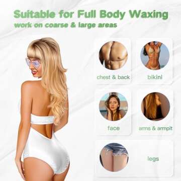EARAYWAX Hard Wax Beads for Hair Removal, 1lb Brazilian Coarse Waxing for Full Arms, Armpit, Bikini, Eyebrow, Face, Legs, Sensitive Skin, At-Home Wax Melts for Women Men