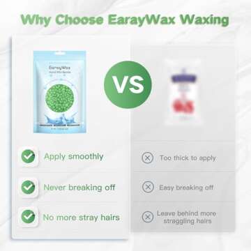 EARAYWAX Hard Wax Beads for Hair Removal, 1lb Brazilian Coarse Waxing for Full Arms, Armpit, Bikini, Eyebrow, Face, Legs, Sensitive Skin, At-Home Wax Melts for Women Men