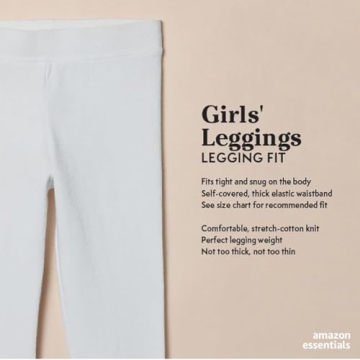 Amazon Essentials Girls' Leggings, Pack of 3, Black, Small