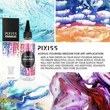 Acrylic Pouring Oil for Creating Cells Perfect Flow Pure High Grade Silicone, Acrylic Pouring Flower Strainers 3 Pack