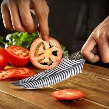 Dream Reach Feather Viking Boning Knife, 6 Inch Professional Viking Knife Meat Cleaver Full Tang Forged Kitchen Cooking Knife with Sheath Gift Box for Outdoor Camping Thanksgiving Christmas Gifts