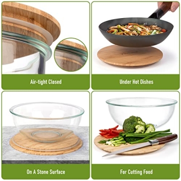 dokaworld Glass Mixing Bowls Set - Space-Saving Design & BPA-Free Lids