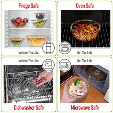 dokaworld Glass Mixing Bowls Set - Space-Saving Design & BPA-Free Lids