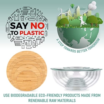 dokaworld Glass Mixing Bowls Set - Space-Saving Design & BPA-Free Lids