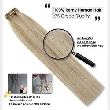 Moresoo Clip in Human Hair Extensions 22 inch Highlight Blonde Human Hair Extensions Clip ins Ash Bl...