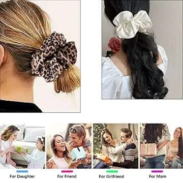 Large Silk Satin Scrunchies for Women - Elegant Hair Ties