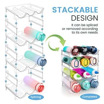spospo Water Bottle Organizer for Cabinet, 4 Pack Water Bottle Organization and Storage Shelf, Plast...