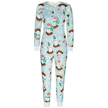 AI'MOURI One Piece Onsie Sleepwear for Women,Sexy Printed Christmas Pajamas Loungewear Jumpsuit Rompers Clubwear (Light Blue, S)