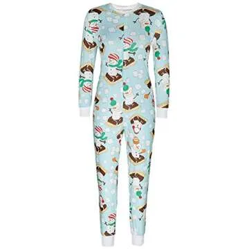AI'MOURI One Piece Onsie Sleepwear for Women,Sexy Printed Christmas Pajamas Loungewear Jumpsuit Rompers Clubwear (Light Blue, S)