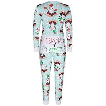 AI'MOURI One Piece Onsie Sleepwear for Women,Sexy Printed Christmas Pajamas Loungewear Jumpsuit Rompers Clubwear (Light Blue, S)