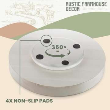 TIDTIA 13" Rustic White Acacia Lazy Susan for Kitchen