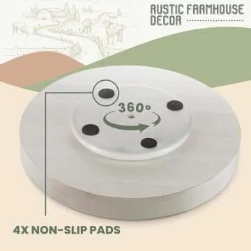 TIDTIA 13" Rustic White Acacia Lazy Susan for Kitchen