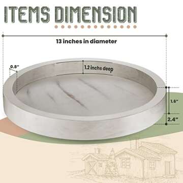 TIDTIA 13" Rustic White Acacia Lazy Susan for Kitchen