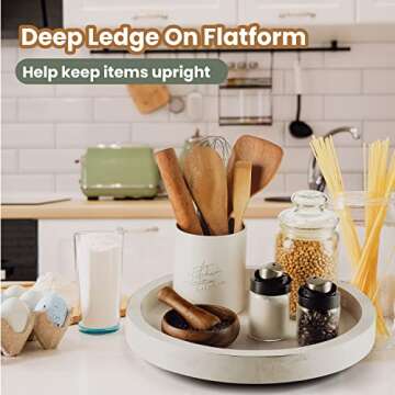 TIDTIA 13" Rustic White Acacia Lazy Susan for Kitchen