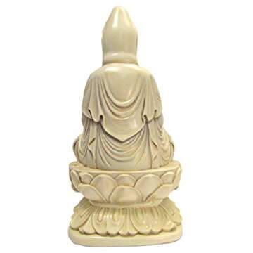 7 Inch Cream Toned Cold Cast Resin"Seated Meditating Kuan Yin, Small