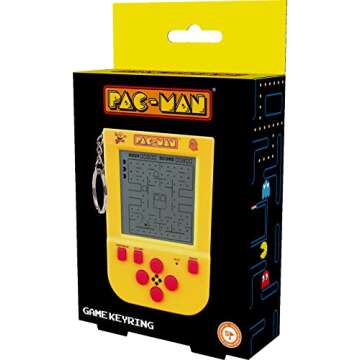 Pac-Man Keyring Arcade Game - Classic Retro PAC-Man Gameplay. Includes Original Sounds & Black & White Screen. Officially Licensed PAC-Man Merchandise from Fizz Creations.