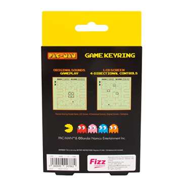 Pac-Man Keyring Arcade Game - Classic Retro PAC-Man Gameplay. Includes Original Sounds & Black & White Screen. Officially Licensed PAC-Man Merchandise from Fizz Creations.