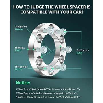 SCITOO 1" 6x5.5 Wheel Spacers for Silverado | Enhanced Stability
