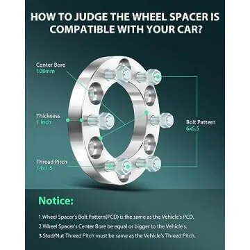 SCITOO 1" 6x5.5 Wheel Spacers for Silverado | Enhanced Stability