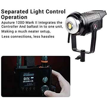 Aputure 120D Mark 2, 120D II LED, 180W Daylight Balanced Led Video Light, 30,000 lux@0.5m, CRI96+ TLCI97+, Support DMX, 5 Pre-Programmed Lighting Effects, Ultra Silent Fan