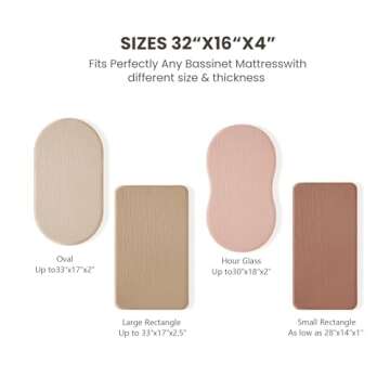 Konssy Muslin Bassinet Sheets for Baby Girl Boy, 2 Pack Soft Breathable Baby Bassinet Mattress Sheets Fit for Hourglass Oval Cradle, Moses Basket Rectangle Mattress (Floral, Pink)