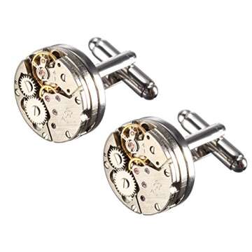 Cufflinks,Baban Deluxe Steampunk Mens Cufflinks Vintage Watch Movement Shape Cufflinks Gift for Men/Father's Day/Lover/Friends/Wedding/Anniversaries/Birthdays with A Elegant Box