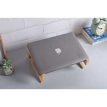 Wooden Laptop Stand,Vertical Laptop Stand for Desk,Wood Notebook Holder Mount Stand Compatible with MacBook Air Mac Pro, Chromebook, HP, DELL, Acer, Toshiba, Surface, Lenovo etc