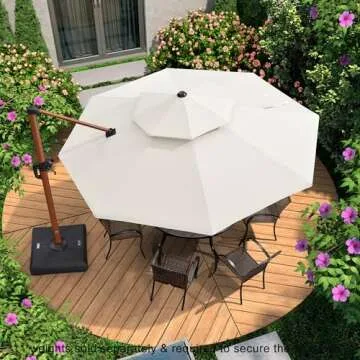 PURPLE LEAF 11ft Patio Umbrella - Large Round Umbrella, Cream, Windproof, Heavy Duty - Ideal for Garden, Deck, Pool & Patio