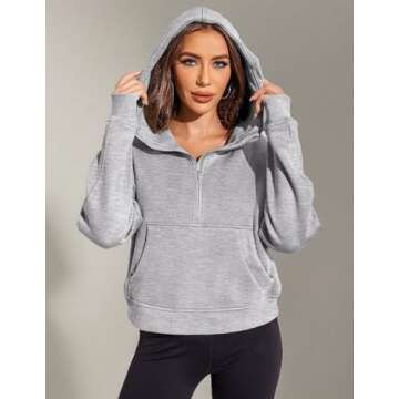 Zeagoo Women Plus Size Zipper Hoodie Long Sleeve 2024 Trendy Sweatshirts Athletic Cropped Tops Dark Grey Large