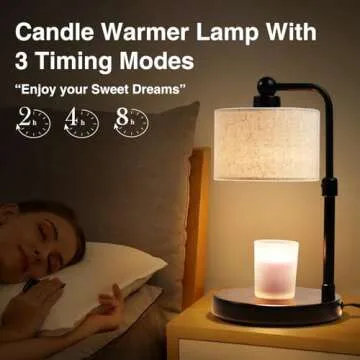 Candle Warmer Lamp with Timer, Dimmable Candle Wax Warmer, Height Adjustable Electric Candle Lamp Warmer with 2 Bulbs, Birthday Gifts for Women Her, Mom Gifts Idea, Vintage Home Decor for Bedroom