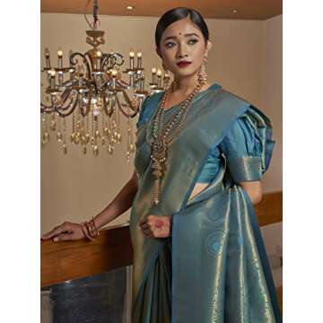 Teal Blue Banarasi Silk Saree for Women | Perfect Gift