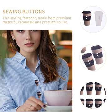ARTIBETTER 100pcs Wooden Buttons Coffee Cup Design Sewing Button Decorative DIY Wood 1.5cm 2 Hole Bu...