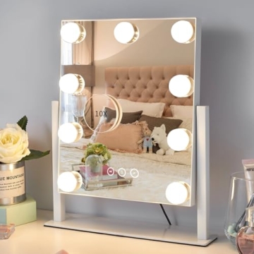 Kotdning Lighted Makeup Mirror with 10X Magnification