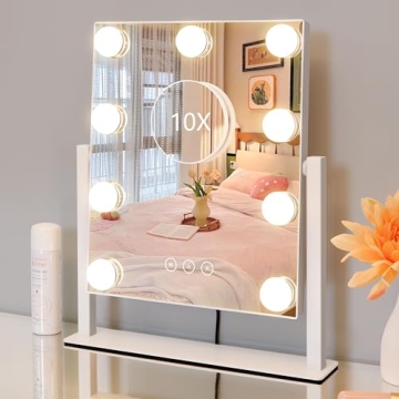 Kotdning Lighted Makeup Mirror with 10X Magnification