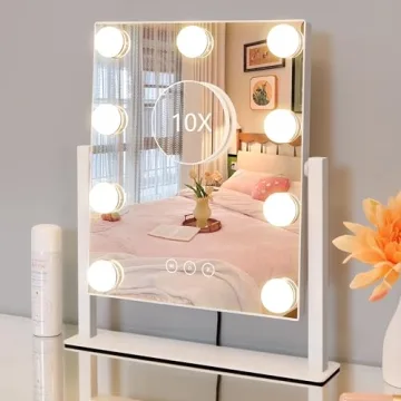 Kotdning Lighted Makeup Mirror with 10X Magnification