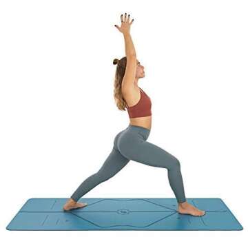Liforme Original Yoga Mat – Free Yoga Bag Included - Patented Alignment System, Warrior-like Grip, Non-slip, Eco-friendly, sweat-resistant, 4.2mm thick mat for comfort - Blue