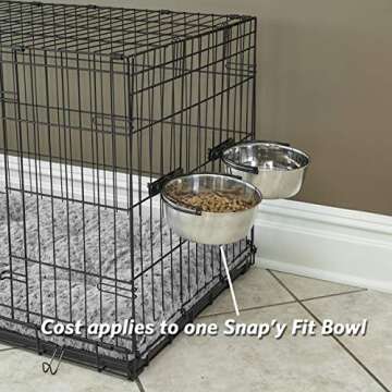 MidWest Homes for Pets Snap'y Fit Stainless Steel Food Bowl / Pet Bowl, 1 qt. for Dogs & Cats, Silver