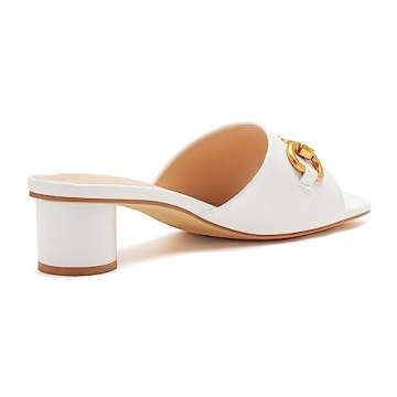 vodvob Women's Low Block Round Heel Sandals Slip on Square Open Toe Mules Sandals Fashion Comfortable Walking Casual Shoes for Summer Dressy