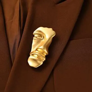 Stylish Golden Face Mask Brooch for Men and Women