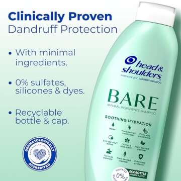 Head & Shoulders BARE Dandruff Shampoo Twin Pack, Sulfate-Free, Silicion-Free, Dye-Free, Eco-Friendl...