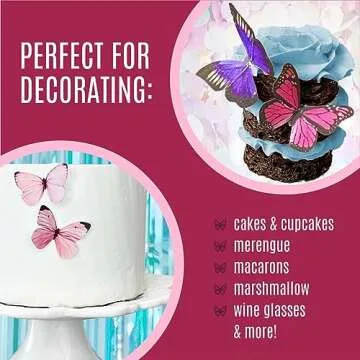 Sugar Robot Inc. Edible Butterflies for Cake Decorating - Small Size, Premium Crafted in the USA - Butterfly Cake and Cupcake Toppers, Decoration (Pink)
